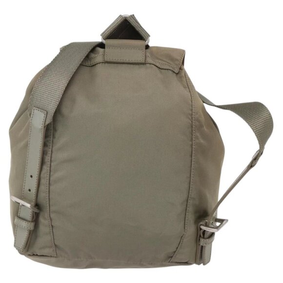 PRADA Backpack Nylon Beige Silver Auth 148934 - Picture 3 of 16